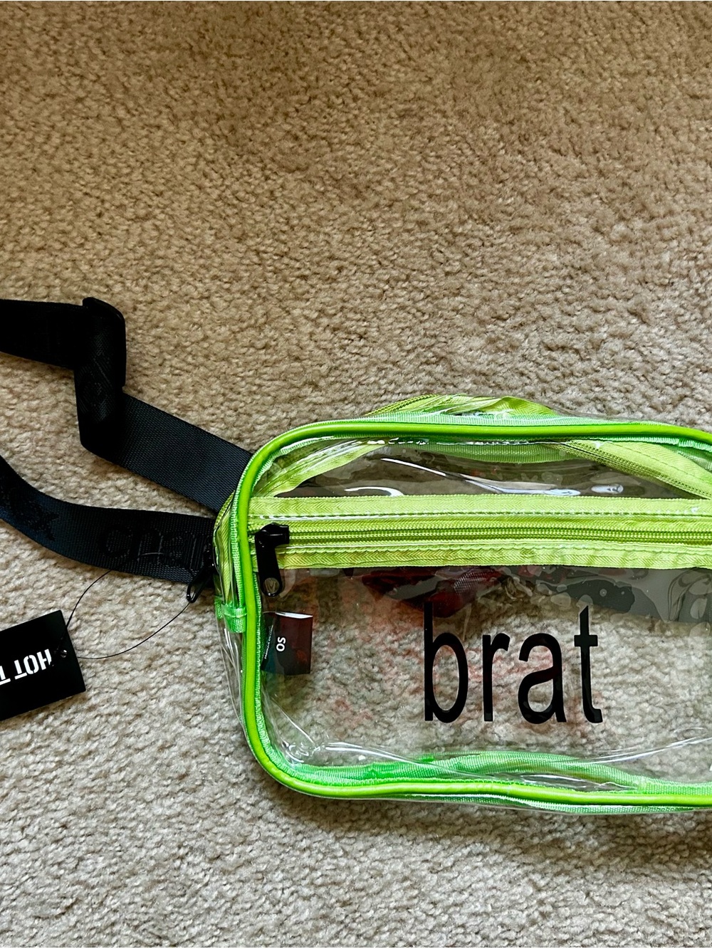 NWT Hot Topic Clear Neon Green 'brat' Crossbody Bag